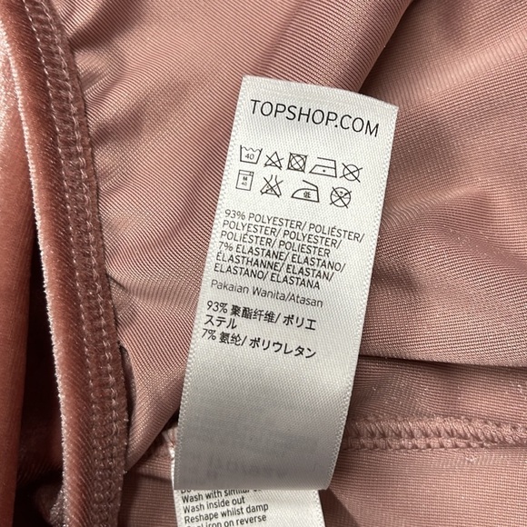Topshop Dusty Rose Pink Velour Twist Front Bodysuit Size 8 - Picture 10 of 10